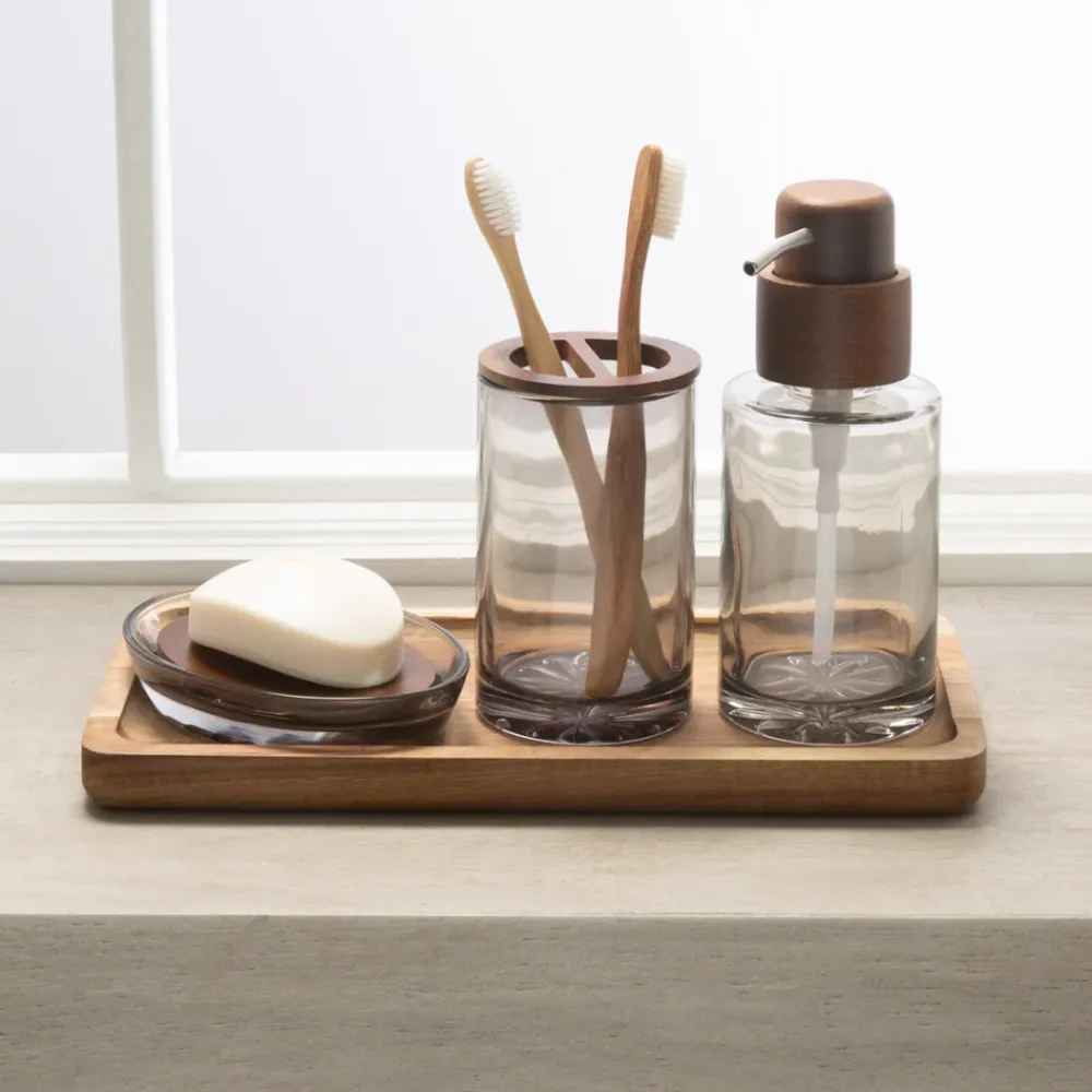 Vaso Soap Dish Glass /Acacia Pump Grey