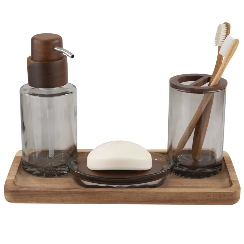 Vaso Soap Dish Glass /Acacia Pump Grey