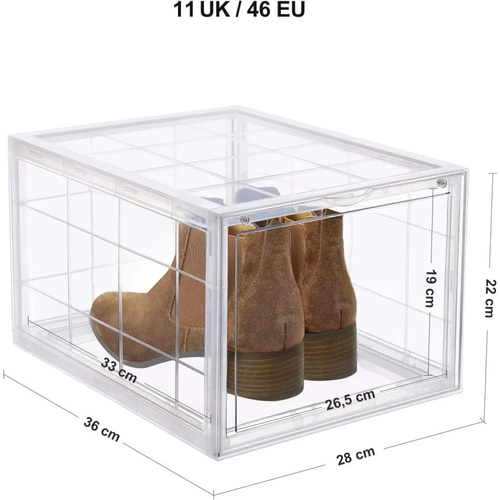 Set od 6 kutija za cipele, kutije za pohranu koje se mogu složiti, prozirno-bijele