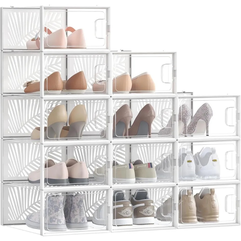 Set od 12 plastičnih, prozirnih kutija za obuću, 33,5 x 23 x 14 cm, bijele