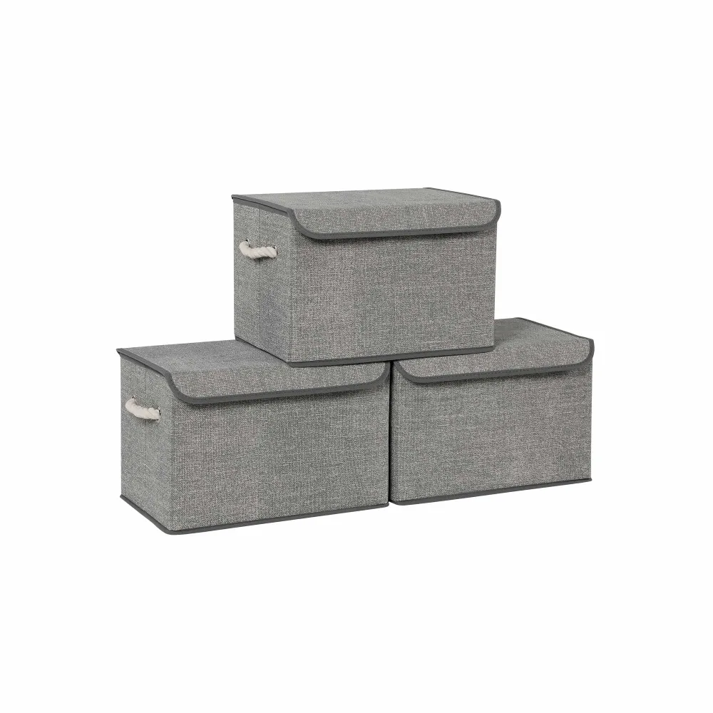 Kutije za pohranu s poklopcima, set od 3 komada, 38 x 25 x 25 cm, sive