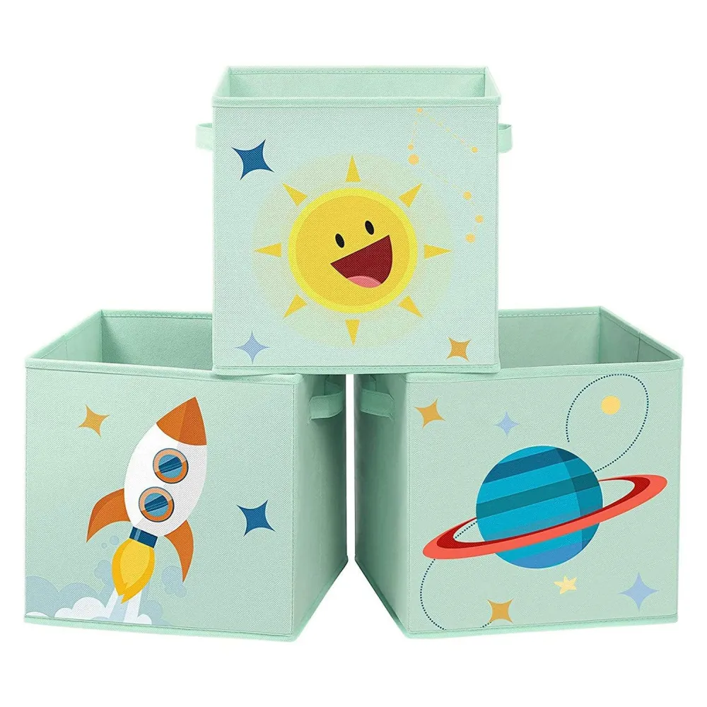 kutije za pohranu set od 3, kutije za organizatore igre 30 x 30 x 30 cm, zelene