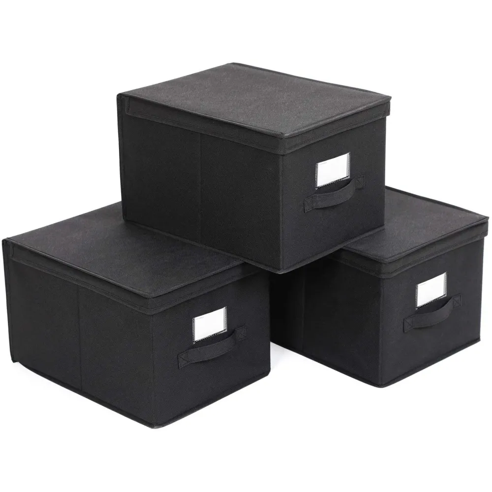 Set od 3 sklopive kutije za odlaganje 40 x 30 x 25 cm, crne