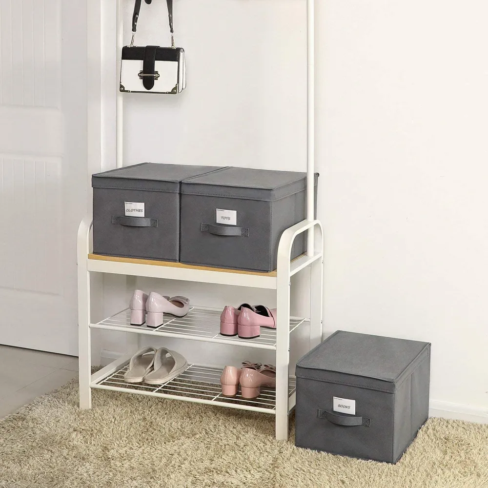 Set od 3 sklopive kutije za odlaganje s poklopcima, 40 x 25 x 30 cm, sive