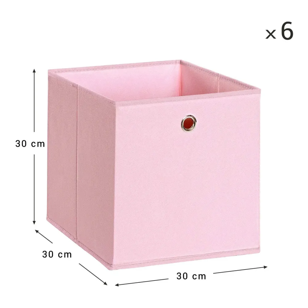 Set od 6 sklopivih kutija za odlaganje, 30 x 30 x 30 cm, ružičaste