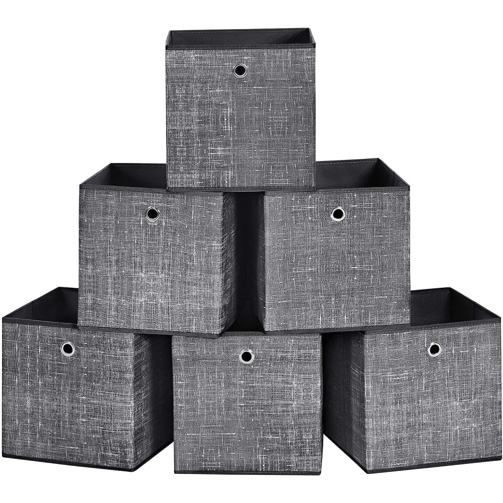Set od 6 sklopivih kutija za odlaganje 30 x 30 x 30 cm, sivo - crne