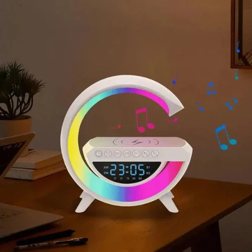 Pametna RGB Lampa 3 u 1 sa Bluetooth Zvucnikom i Bezicnim Punjacem