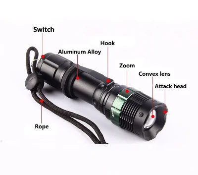 Takticka LED Baterijska Lampa sa Zumom i Punjačem Set