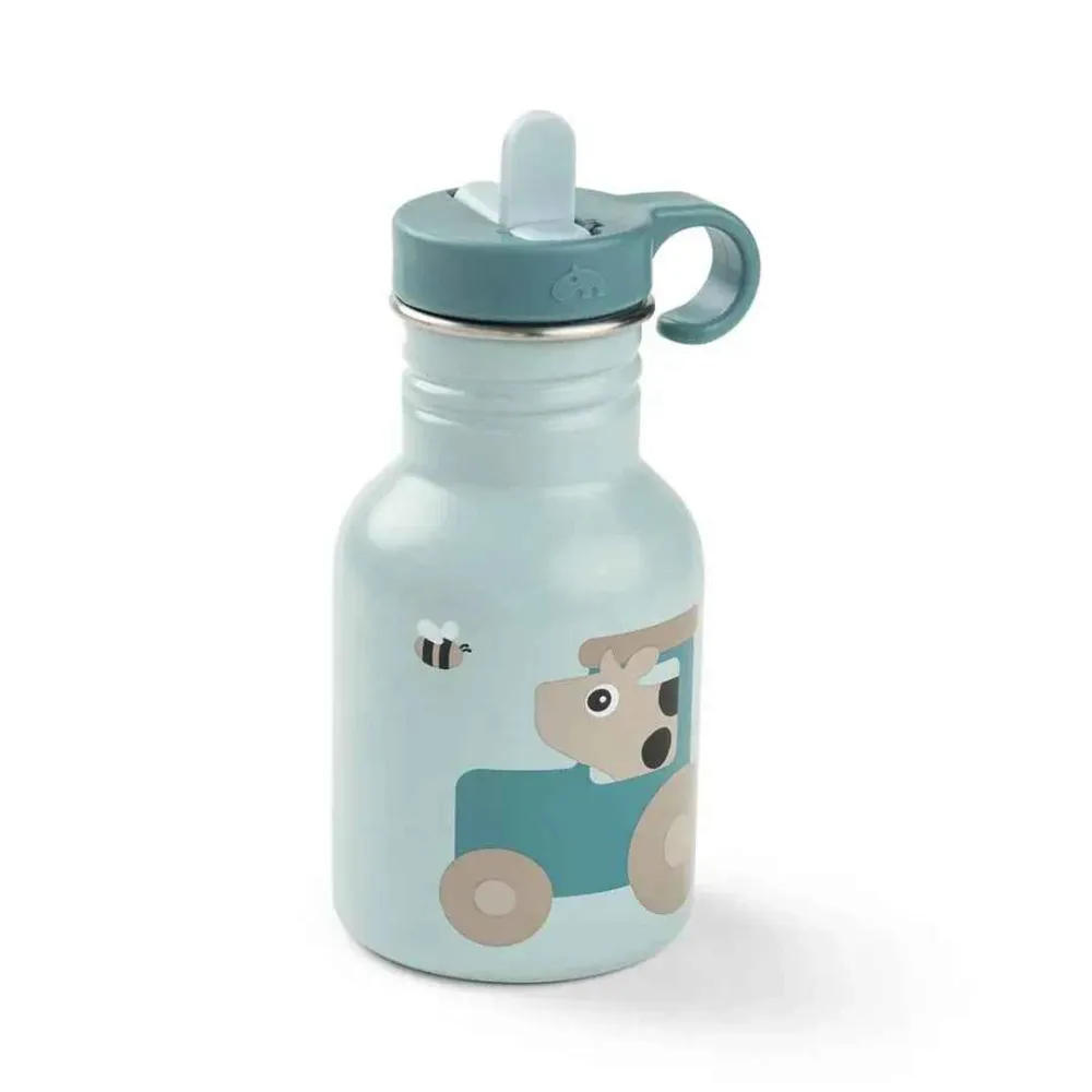 Done Deer® Metalna bočica sa slamkom Tiny Farm Blue 350 ml