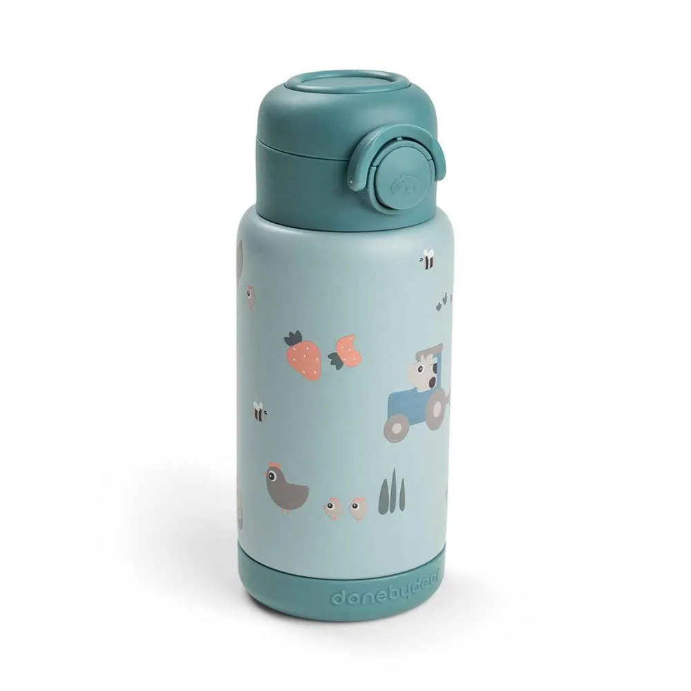 Done Deer® Termo bočica sa slamkom 340 ml Tiny farm Blue