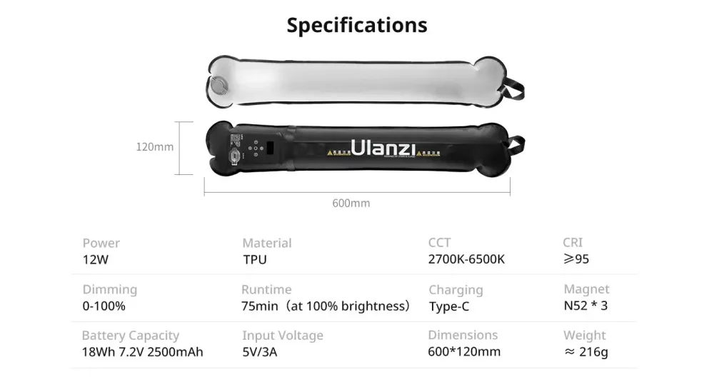 Ulanzi LED Light tube UA20 AIR TUBE 20W