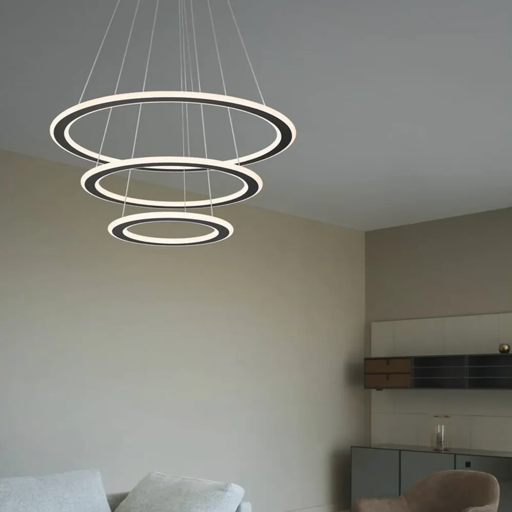 LED luster ONE FLAT, crni, DALI, 58W, 2700/3000K, IP20