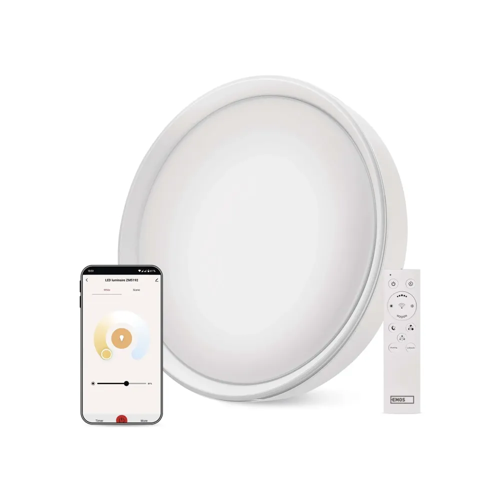 LED stropna svjetiljka ILVI, pametna, bijela, 45W, CCT, IP20, Ø500mm