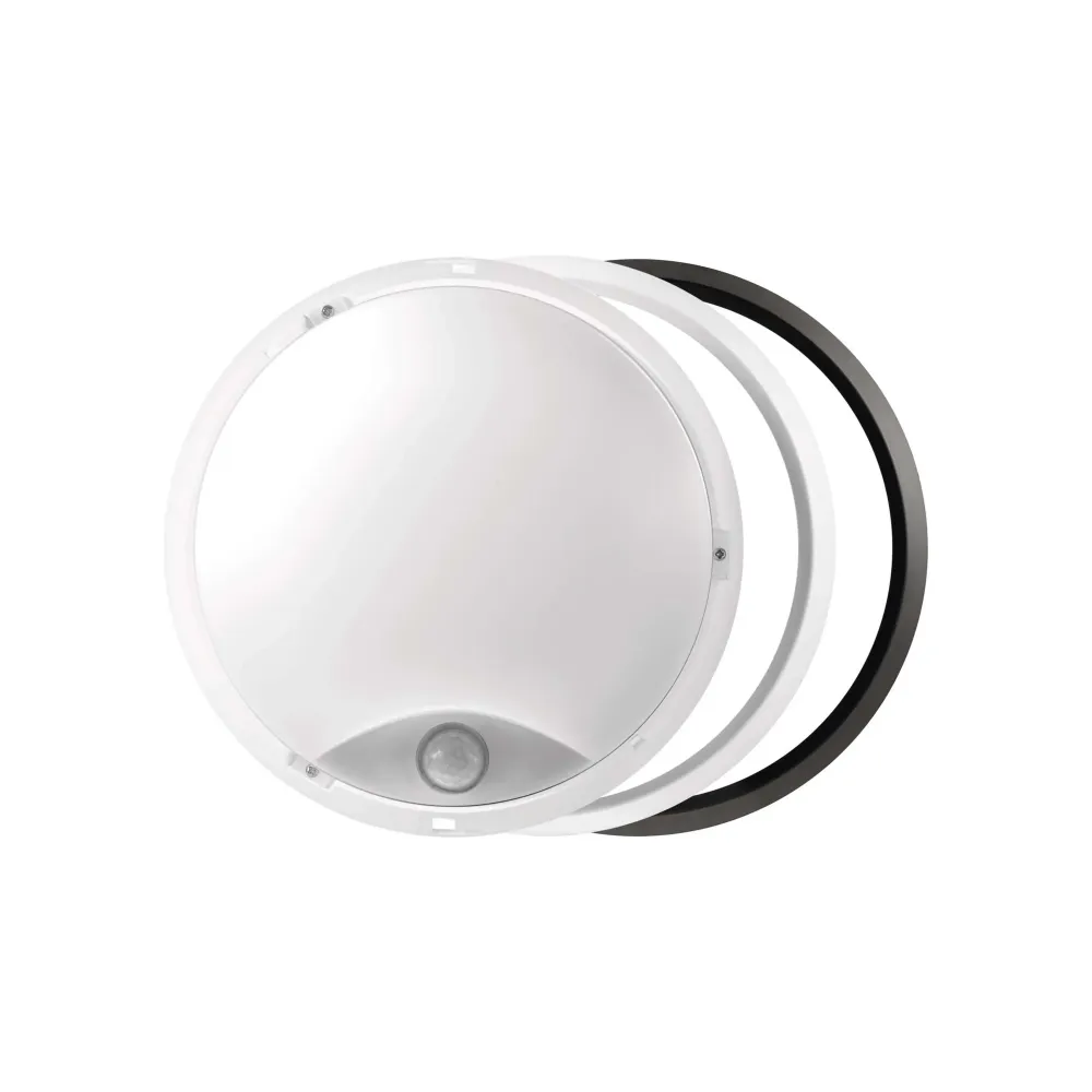 LED stropna svjetiljka ZURI, senzor pokreta, crno/bijela, 14W, 3000K, IP54, Ø215mm
