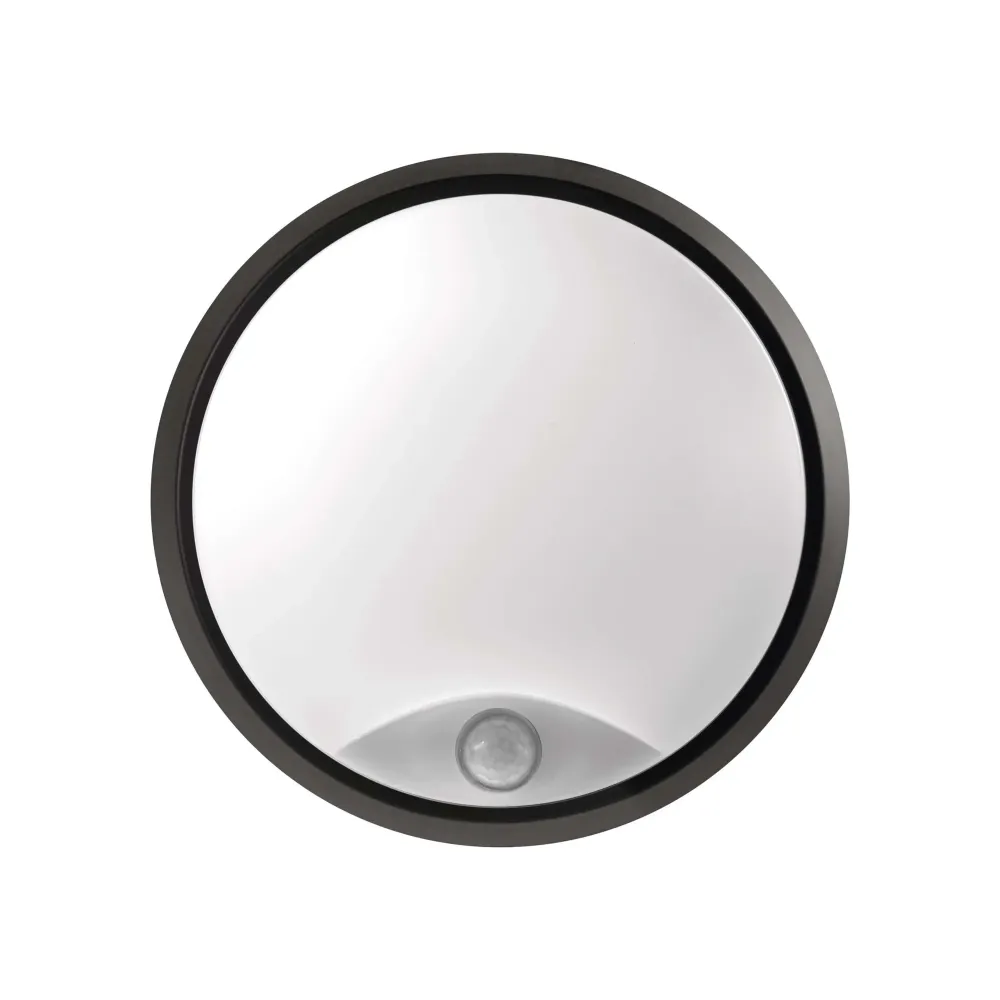 LED stropna svjetiljka ZURI, senzor pokreta, crno/bijela, 14W, 3000K, IP54, Ø215mm