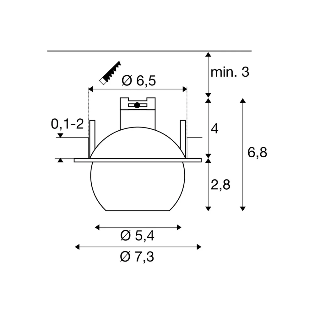 LED ugradbena svjetiljka DYSKO, stropna, bijelo/crna, 6.4W, 2700K, IP20