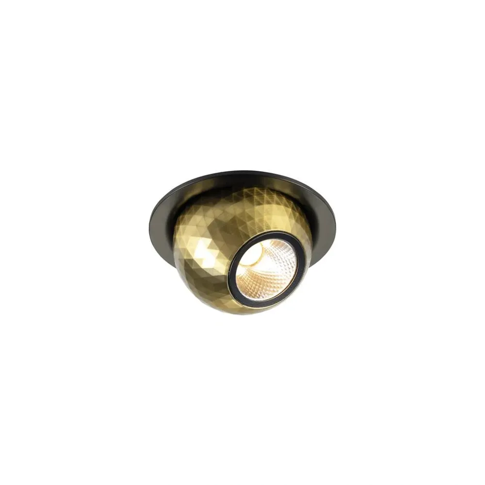 LED ugradbena svjetiljka DYSKO, stropna, crno/zlatna, 6.4W, 2700K, IP20