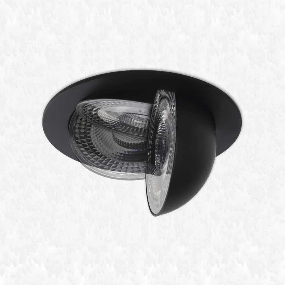 LED ugradbena svjetiljka GERI, stropna, crna, 6.5W, CCT, IP20, Ø105mm