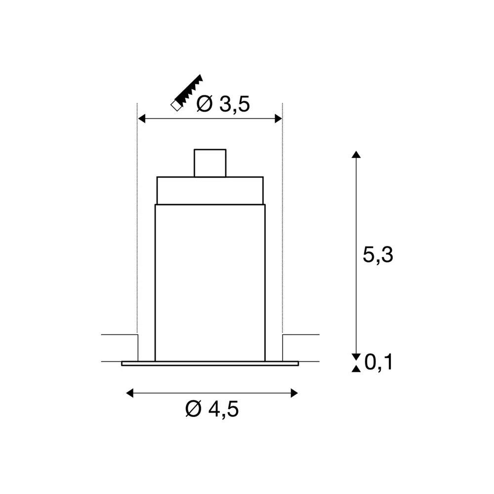 LED ugradbena svjetiljka HORN MINI, stropna, crna, 1W, 3000K, IP20