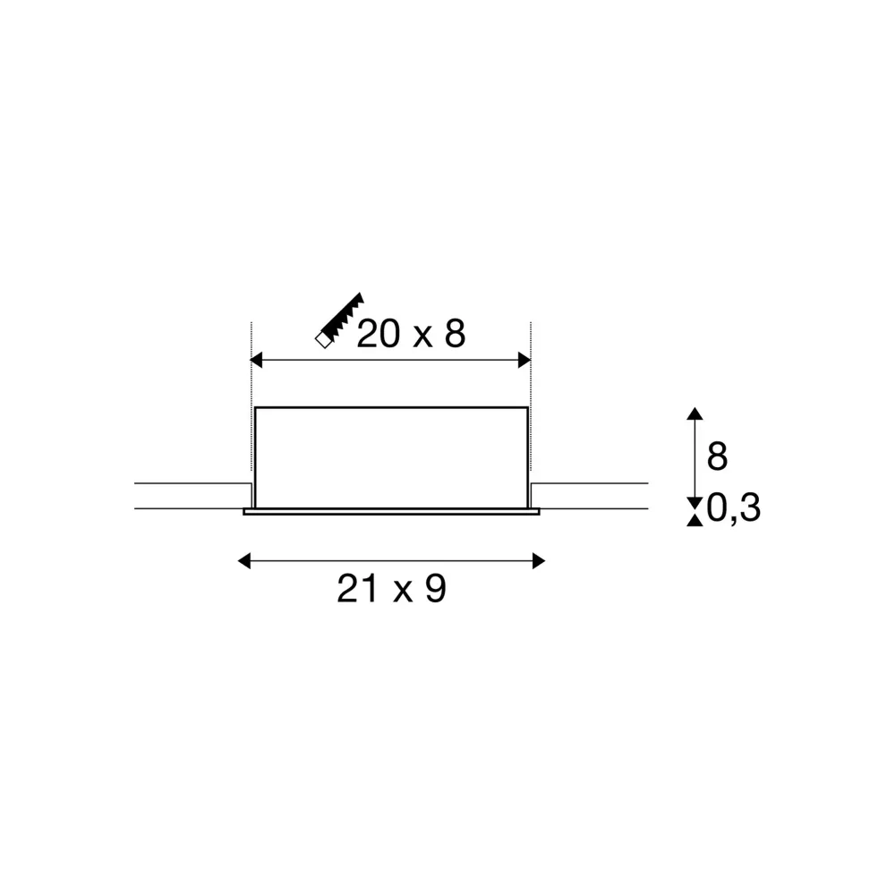 LED ugradbena svjetiljka KADUX, stropna, crna, 20W, 3000K, IP20