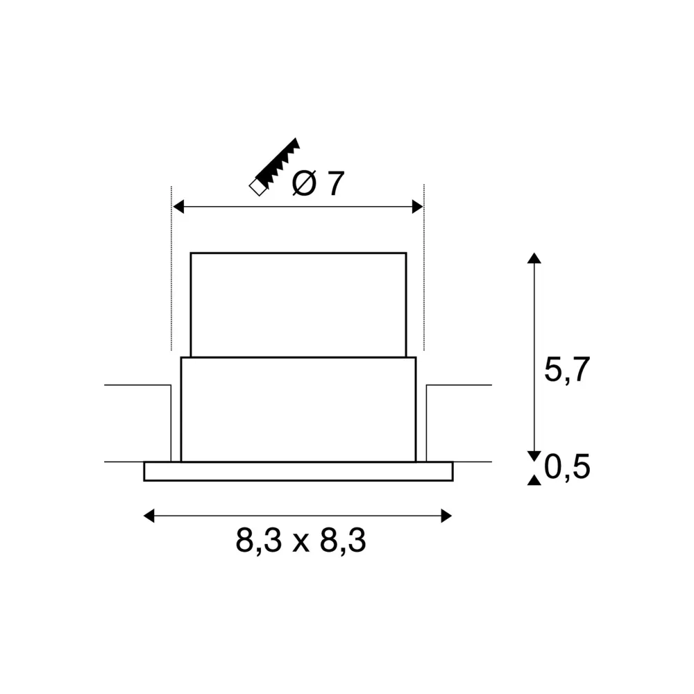 LED ugradbena svjetiljka PATTA-F, stropna, kvadratna, crna, 11W, 3000K, IP20/IP65