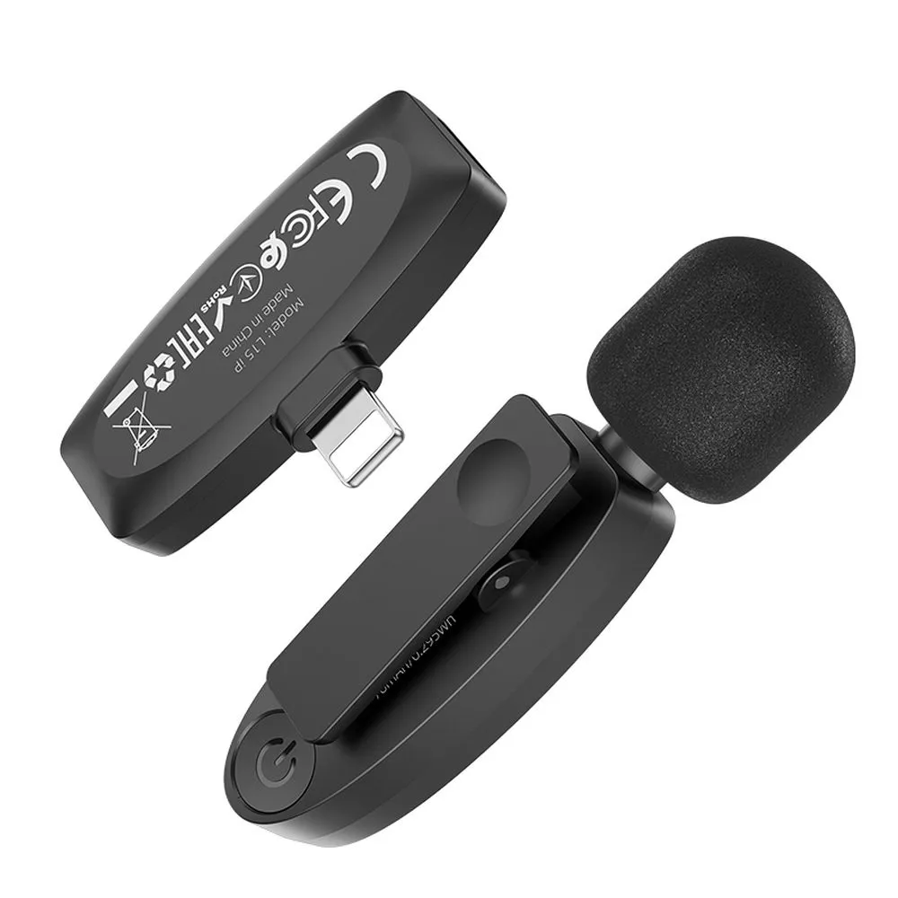 HOCO bežični lavalier mikrofon za iPhone Lightning 8-pin L15 crni