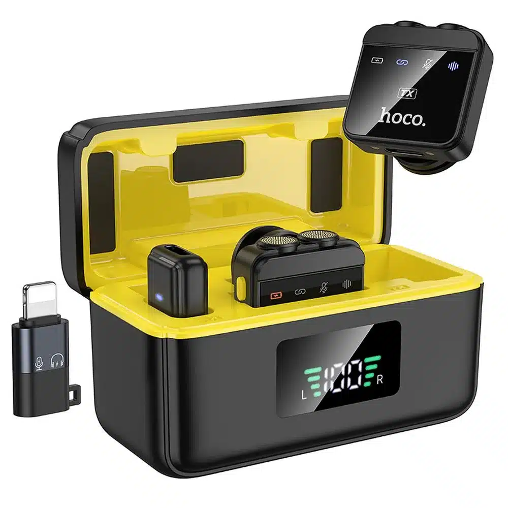 HOCO bežični lavalier mikrofon Lightning/Type-C Dual (pakiranje od 2 komada) L17 crni