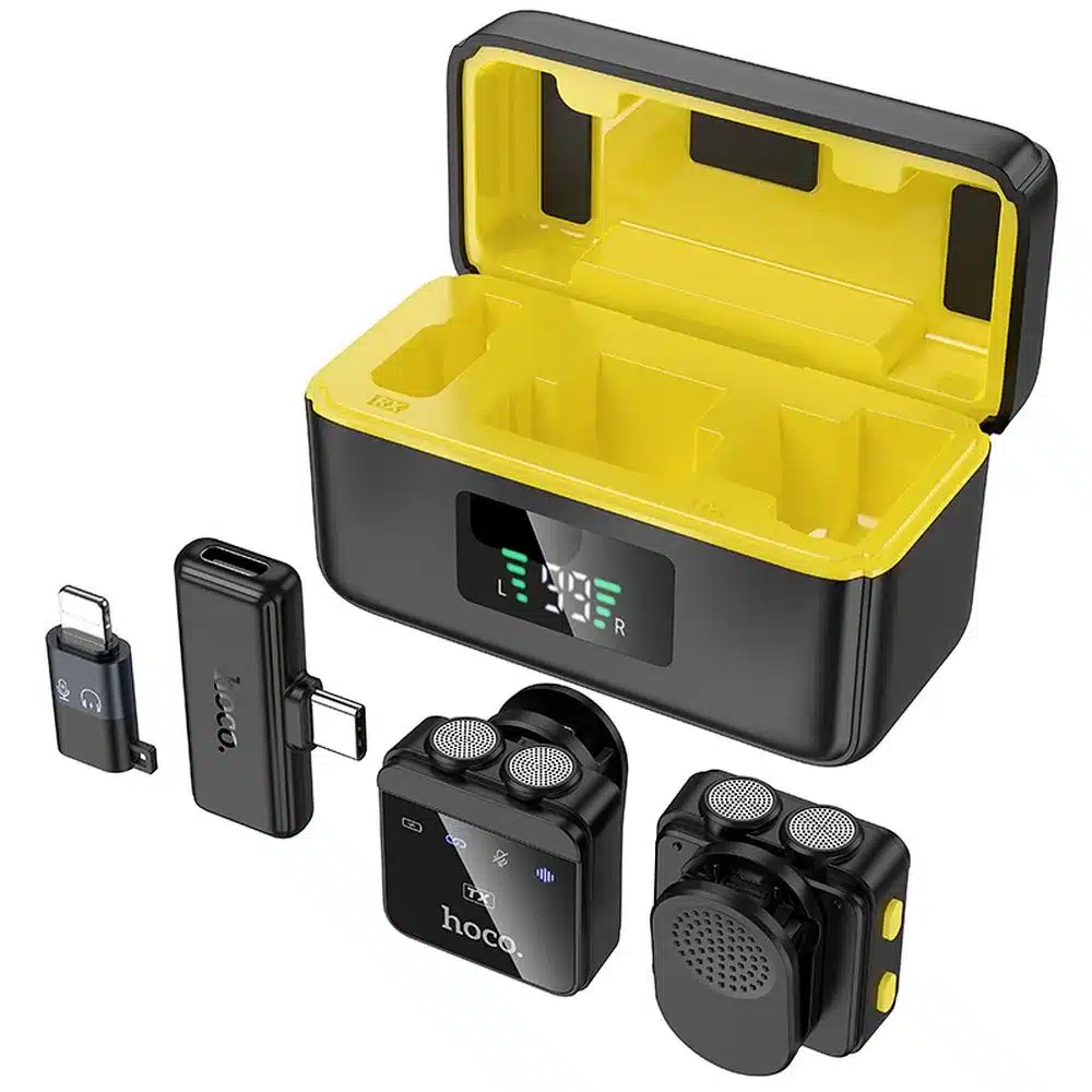 HOCO bežični lavalier mikrofon Lightning/Type-C Dual (pakiranje od 2 komada) L17 crni