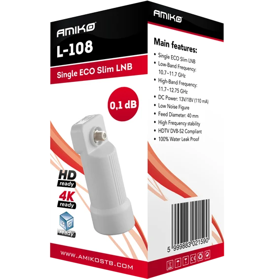 Amiko LNB Single, sum 0,1dB, vodonepropusan - L-108