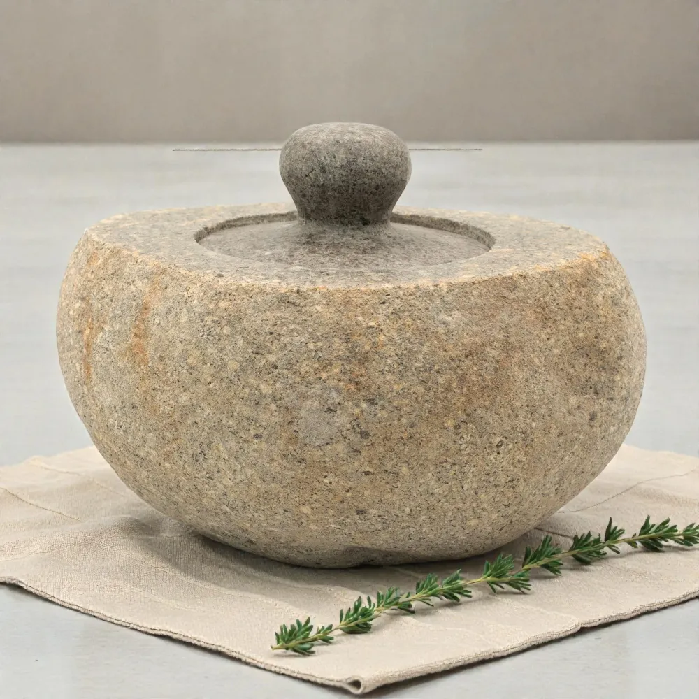Prirodni lonac za uzemljenje od riječnog kamena – veliki (približno 15x12 cm)