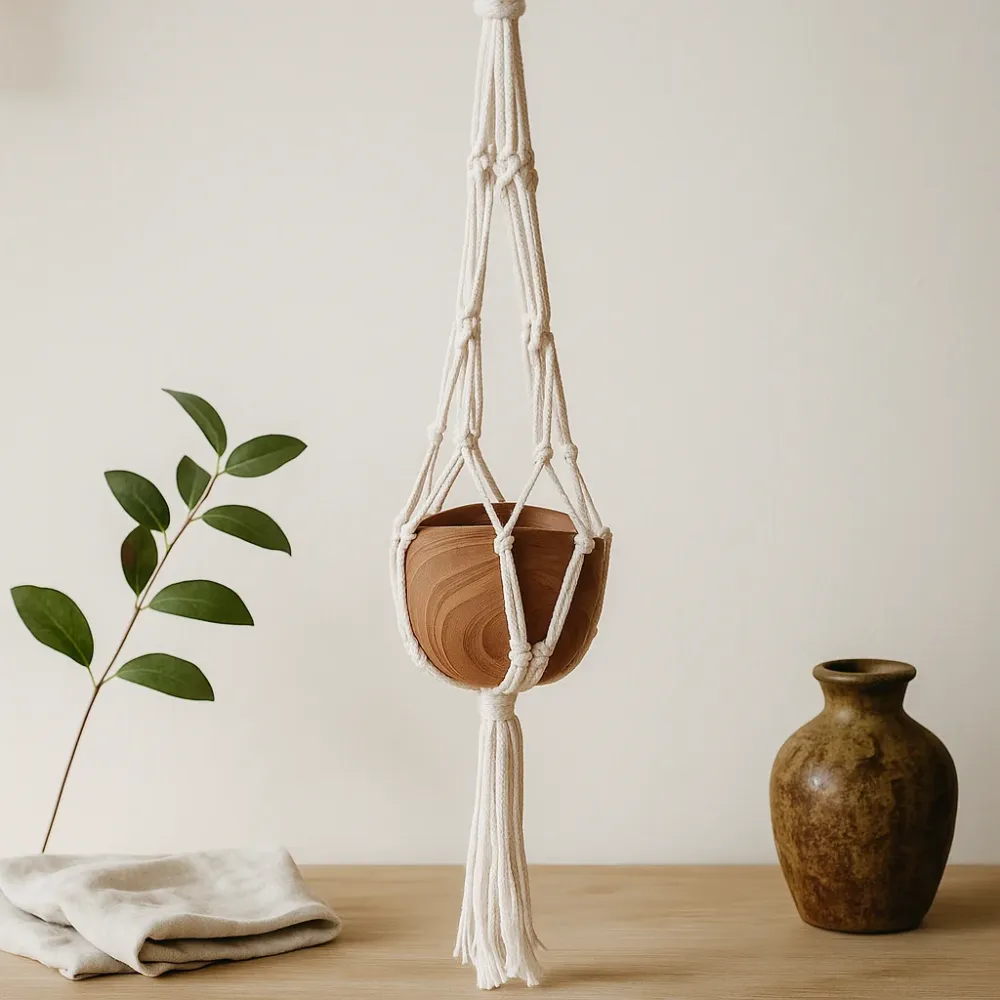 Prirodni držč za biljke od makramea 75cm