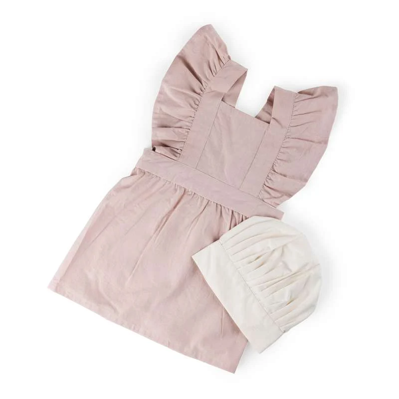 Sebra Dječja haljina s kuhinjskom kapom - Dusty Pink/Classic White