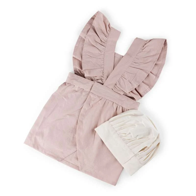 Sebra Dječja haljina s kuhinjskom kapom - Dusty Pink/Classic White