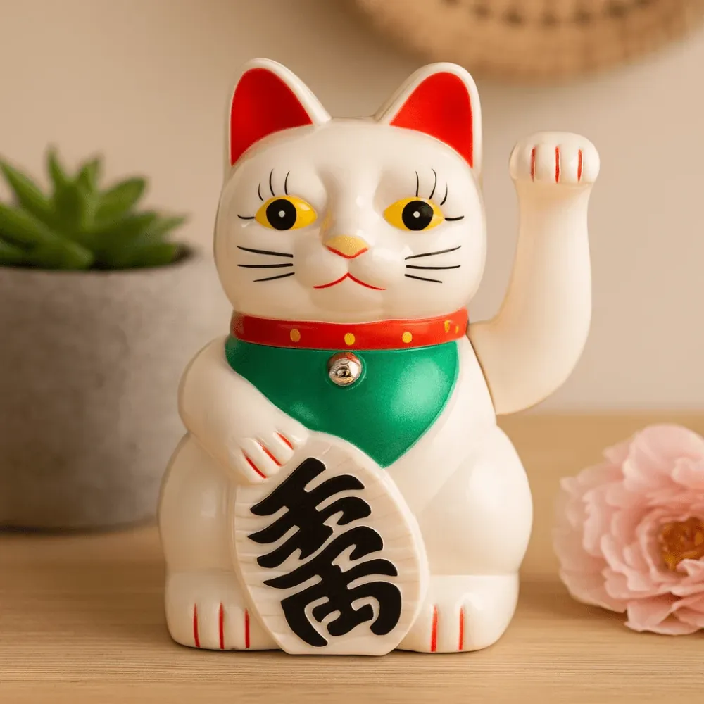 Maneki Neko Bijela Sretna Mačka, 15 cm