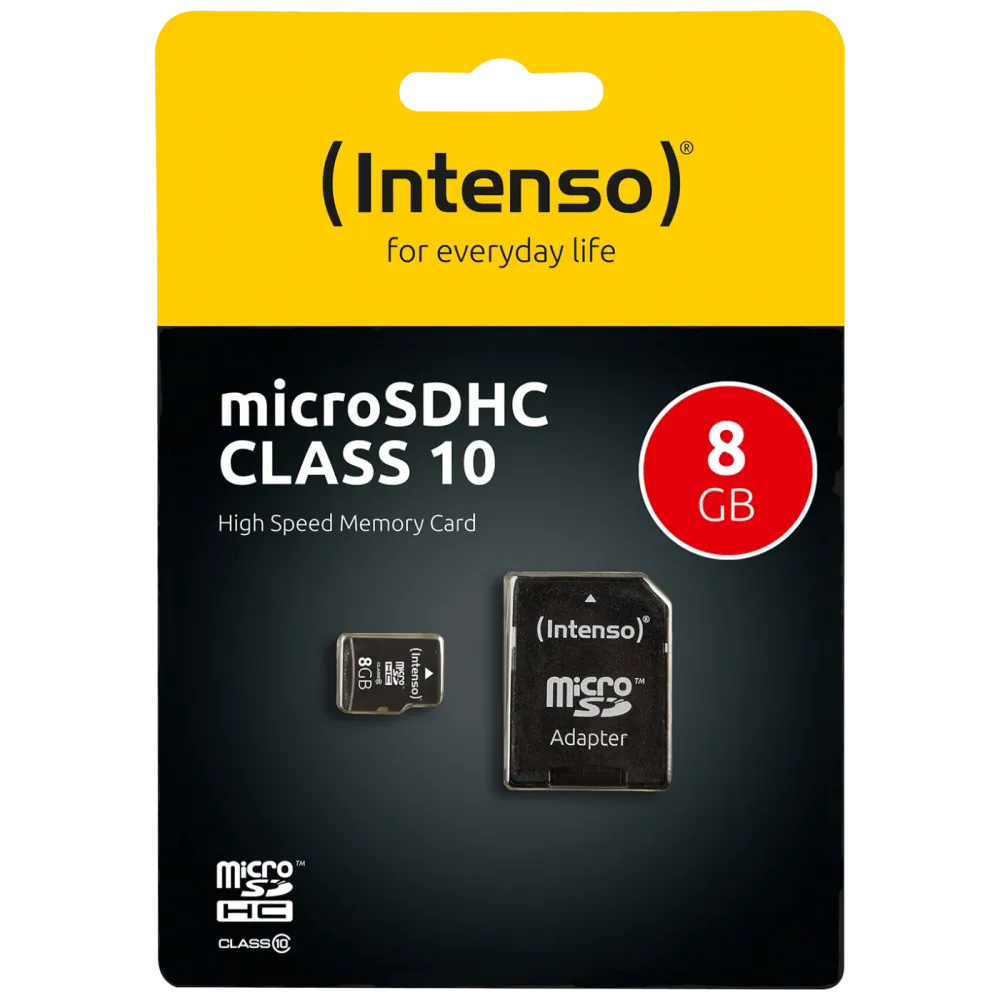 (Intenso) Micro SD Kartica 8GB Class 10 (SDHC & SDXC) sa adapterom - SDHCmicro+ad-8GB/Class10
