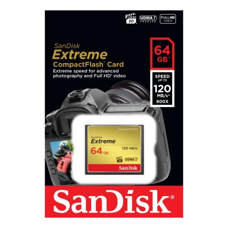 SanDisk memorijska kartica Extreme CF 64GB 120MB/s, 85MB/s write, UDMA7