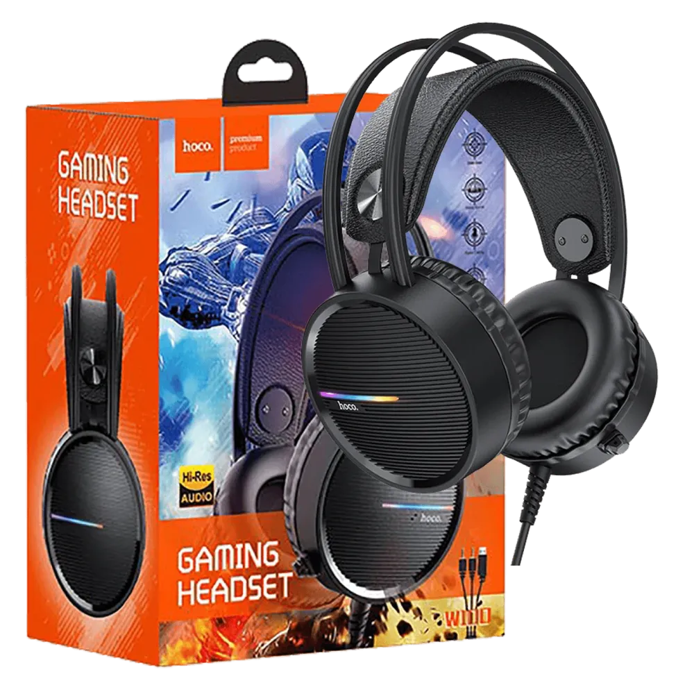 hoco. Slušalice sa mikrofonom, gaming, dužina kabela 2.4 met, crna - W100 Touring