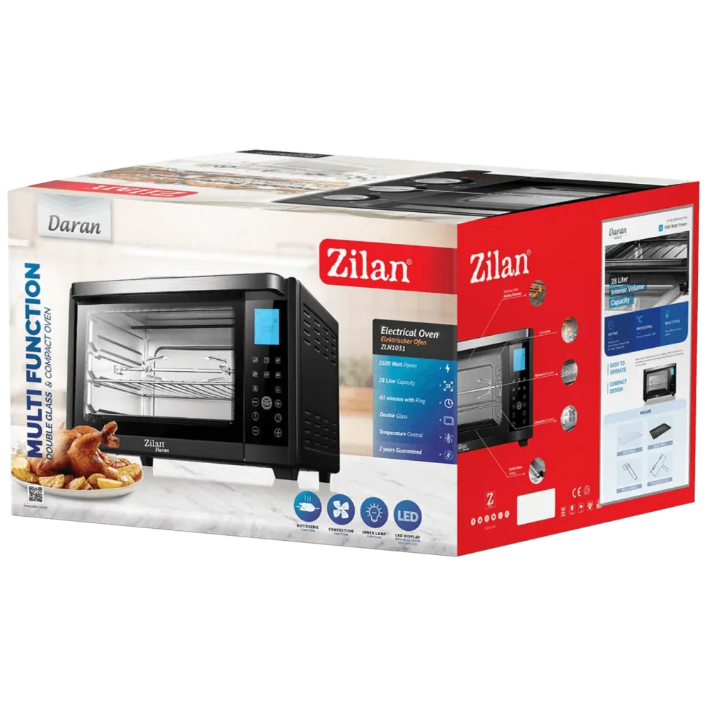Zilan Mini pećnica sa grillom, zapremina 28 l, 1600 W, crna - ZLN1031