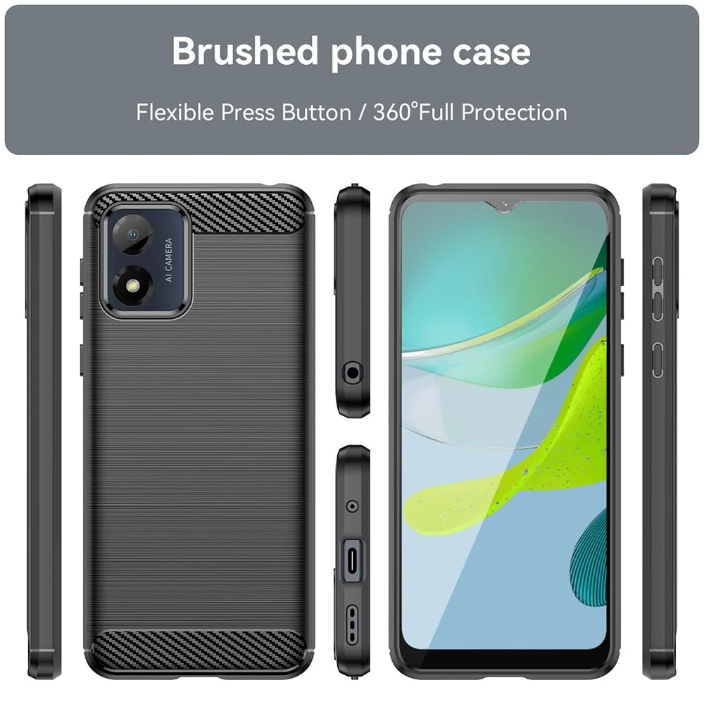 Techsuit Carbon Silicone maska za Motorola Moto E13 – crna
