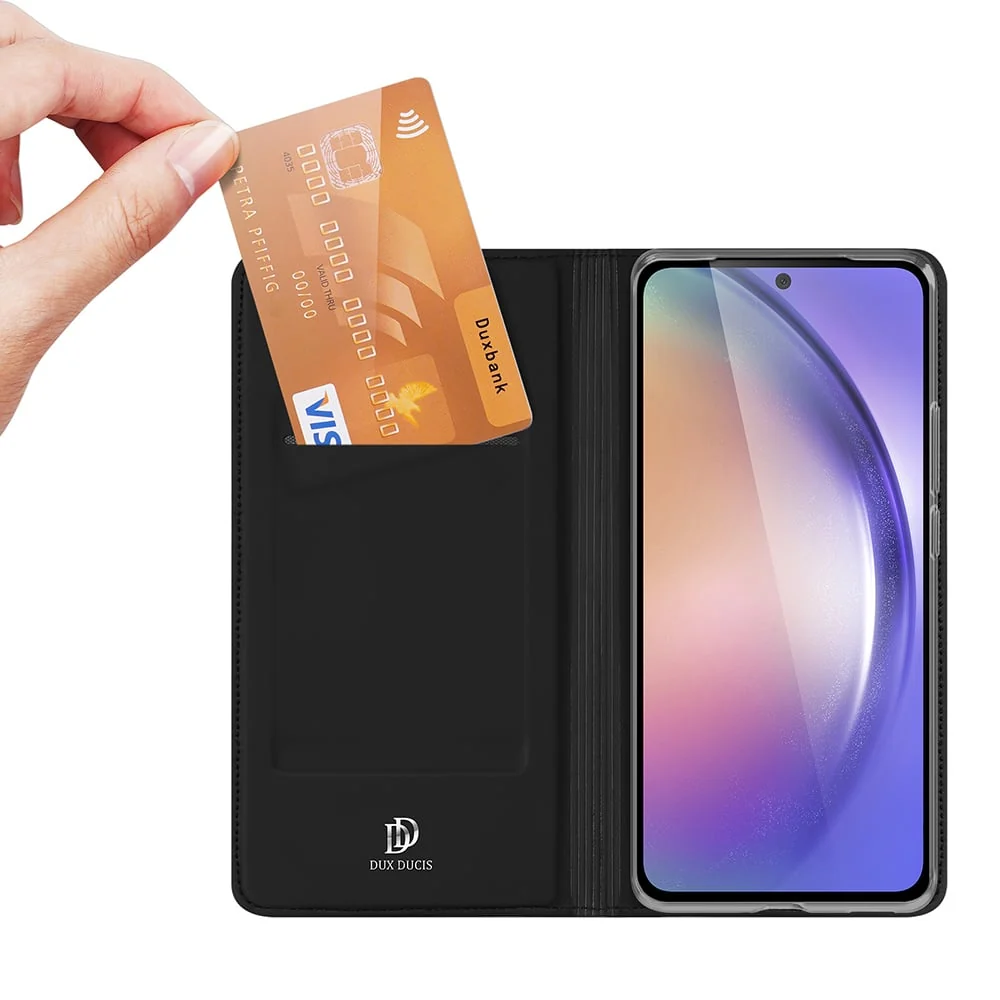 DUX DUCIS Skin Pro – Glatka kožna preklopna maska za Motorola Edge 40 Neo crna