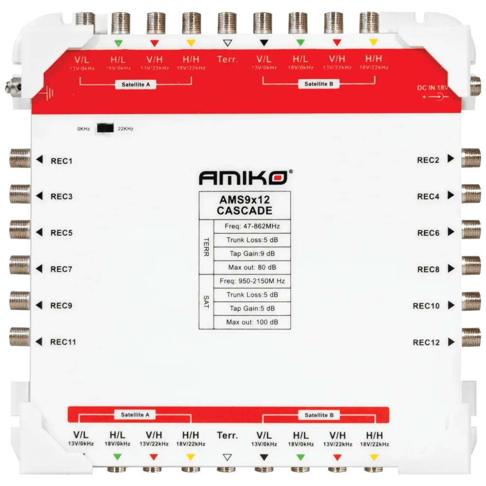 Amiko Multiswitch 9/12 sa dodatnim napajanjem, kaskadni - AMS9X12