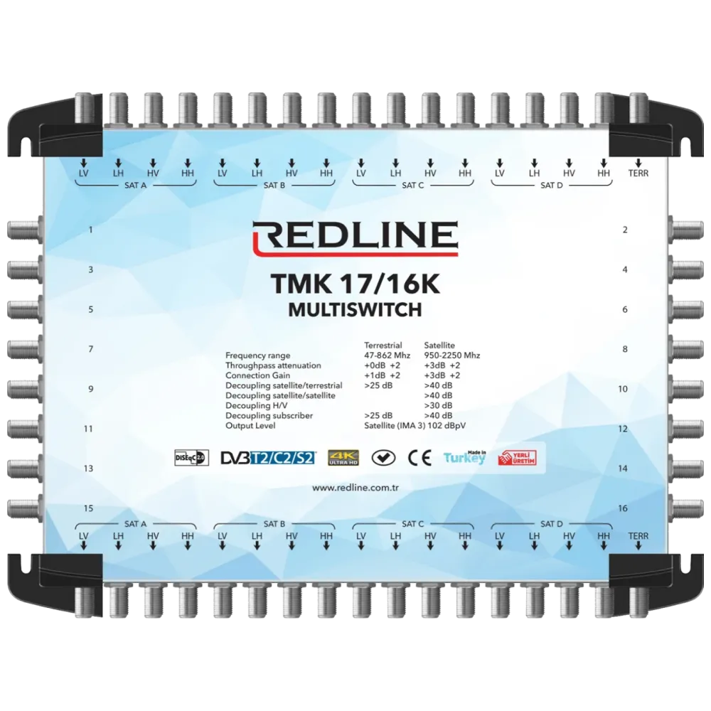 REDLINE Multišalter 4 satelita na 16 utičnica,kaskadni(bez adaptera) - TMK 17/16K