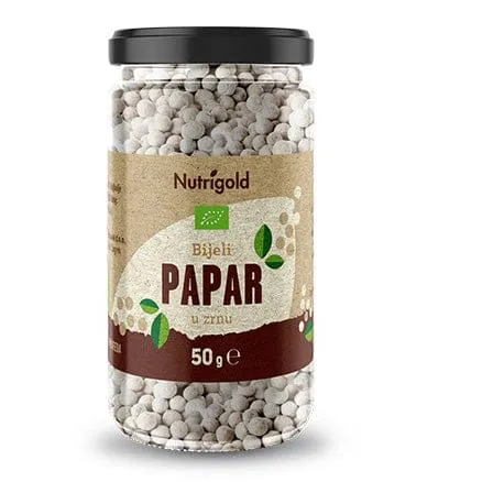 BIO bijeli papar u zrnu staklenka 50g Nutrigold