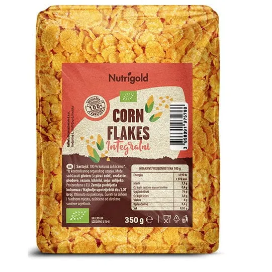 BIO Cornflakes Integralni 350g Nutrigold