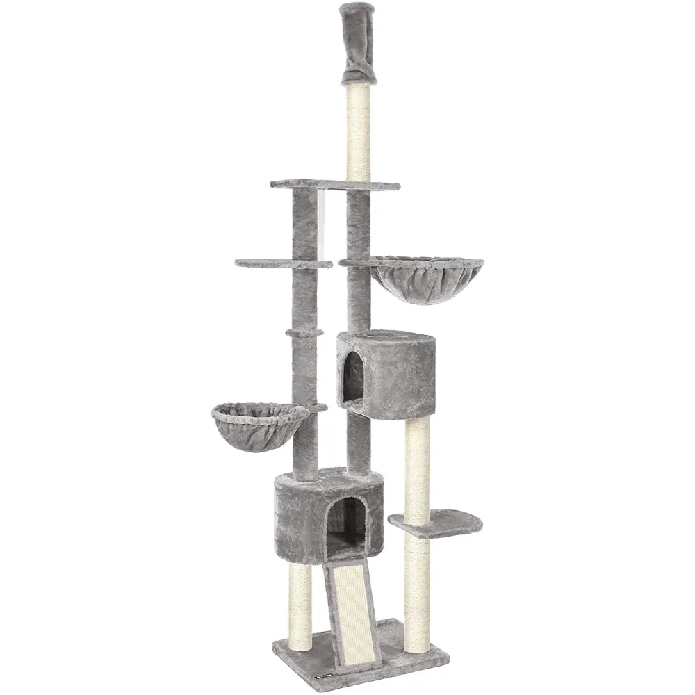Visoki mačji toranj s grebalicama do stropa 240-260 cm, svijetlo sivi | FEANDREA