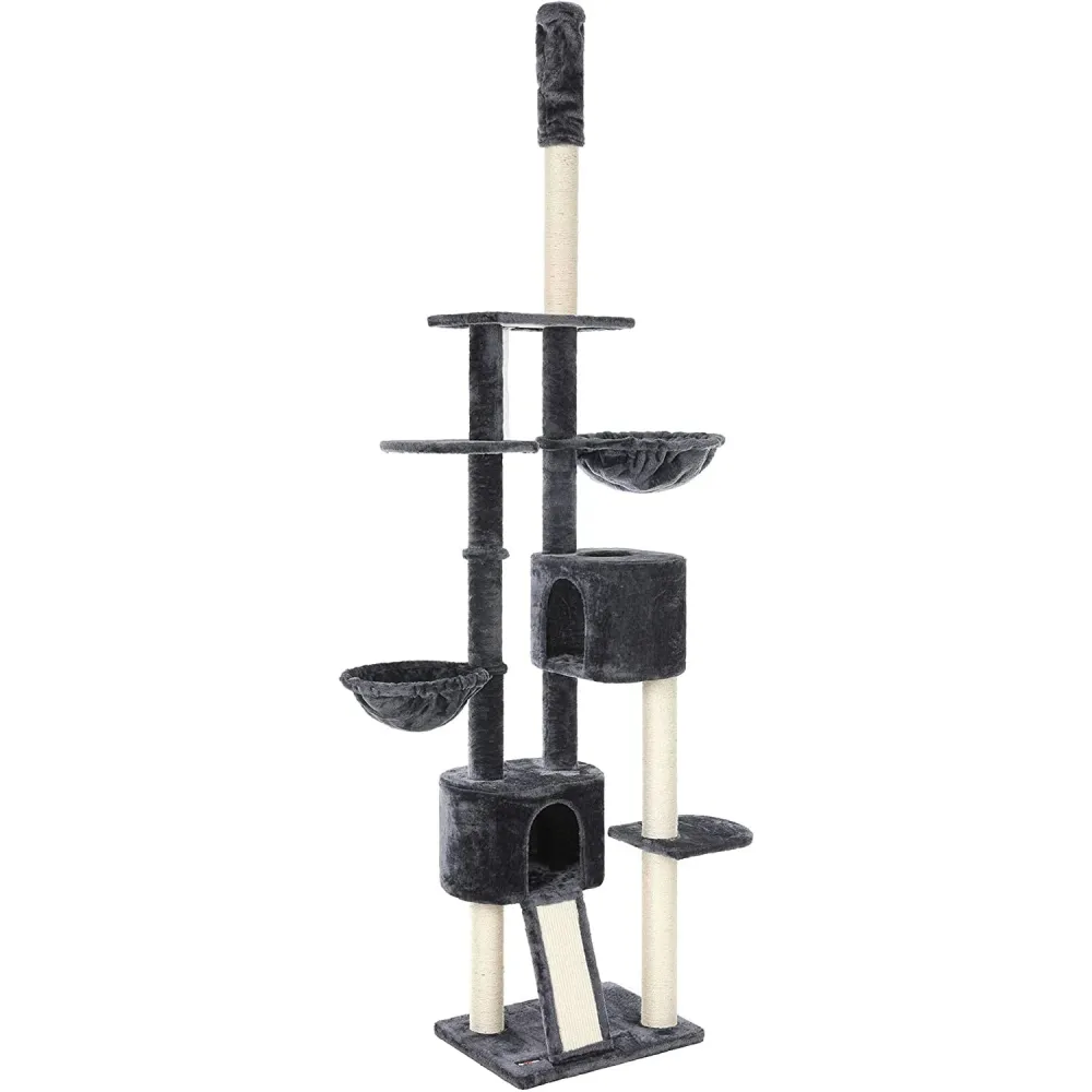 Visoki mačji toranj s grebalicama do stropa 240-260 cm, tamno sivi | FEANDREA