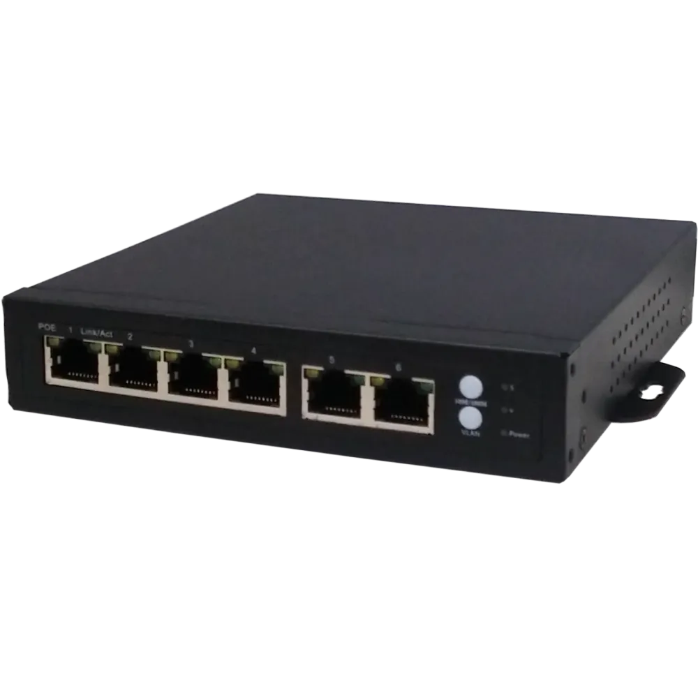 Amiko Home PoE mrežni switch, 6 port RJ-45, 4 PoE, rack ugradnja - POE SWITCH 4CH+2