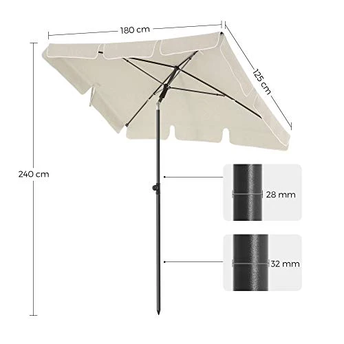 Balkonska suncobran u obliku pravokutnika 180 x 125 cm, bež
