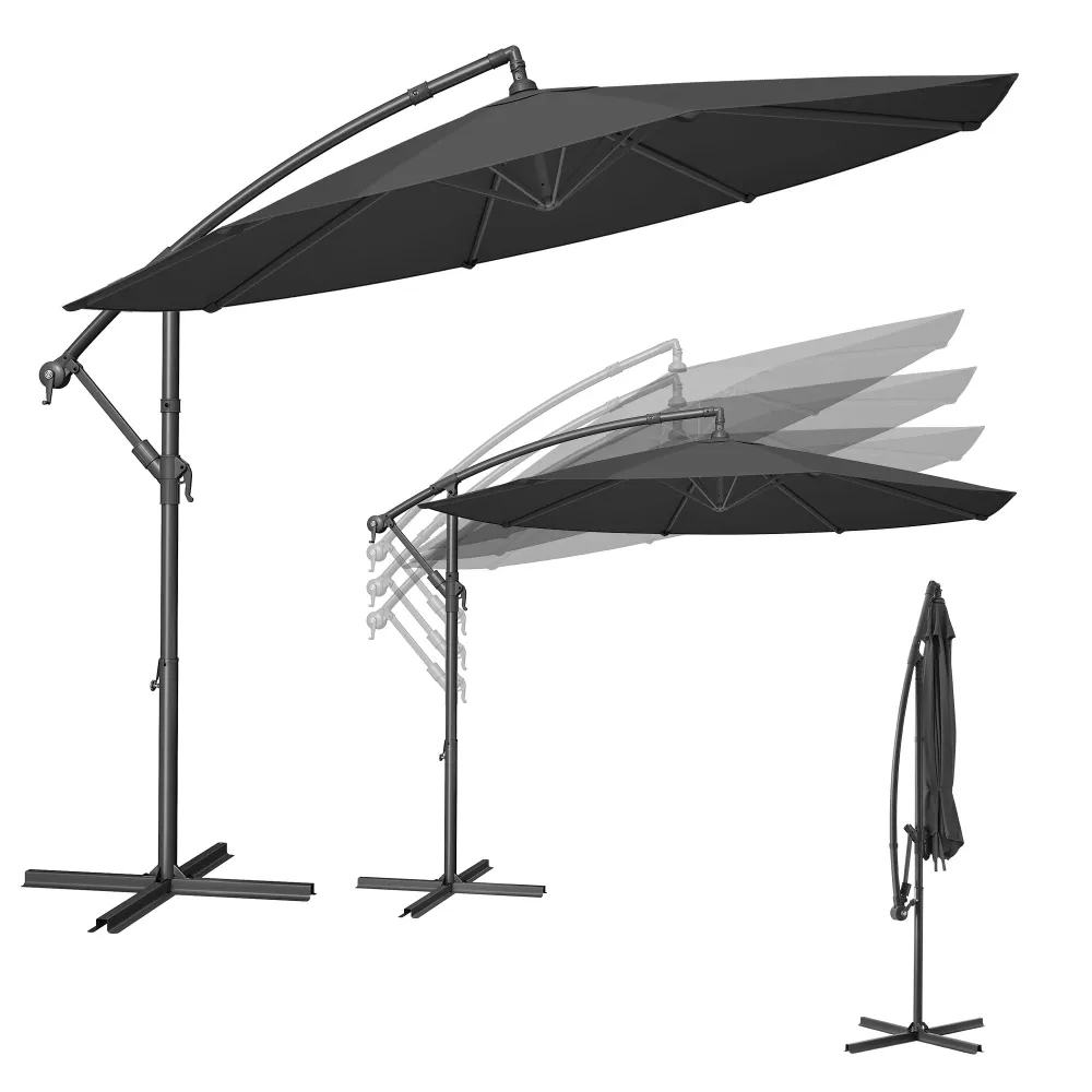 SONGMICS konzolni vrtni suncobran, 3 m, sivi