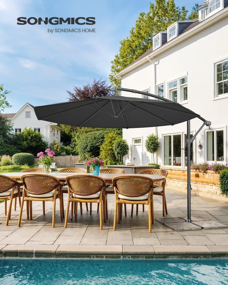 SONGMICS konzolni vrtni suncobran, 3 m, sivi
